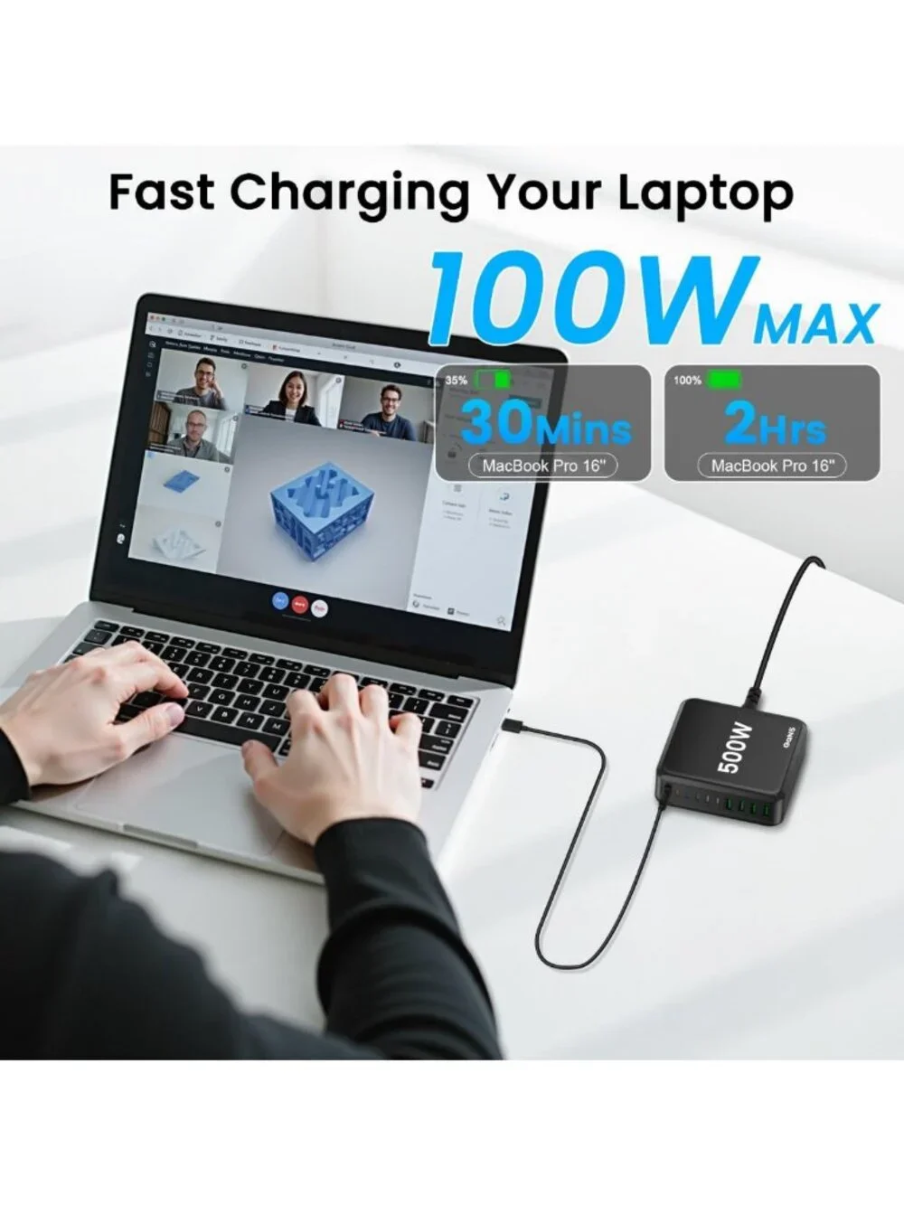 10-Port USB C Charging Station Hub - 500W Fast Charger for MacBook, iPad, iPhone